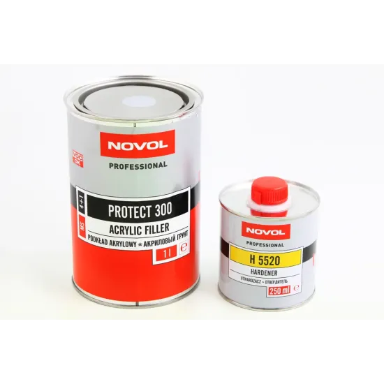 Грунт акриловий 4+1 "Novol" Protect 300 сірий 1л + затверджувач H5520 0.25л
