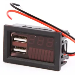 Вольтметр цифровий врізний екран 0.28" 6/12/24В 2USB 3.1А "Зоря"