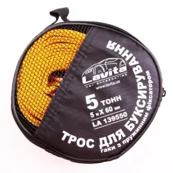Трос буксирувальний стрічка 5 т/5.0м/6.0см "Lavita" гачки (сумка)