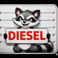 Наклейка Єнот "Diesel" 6*12см