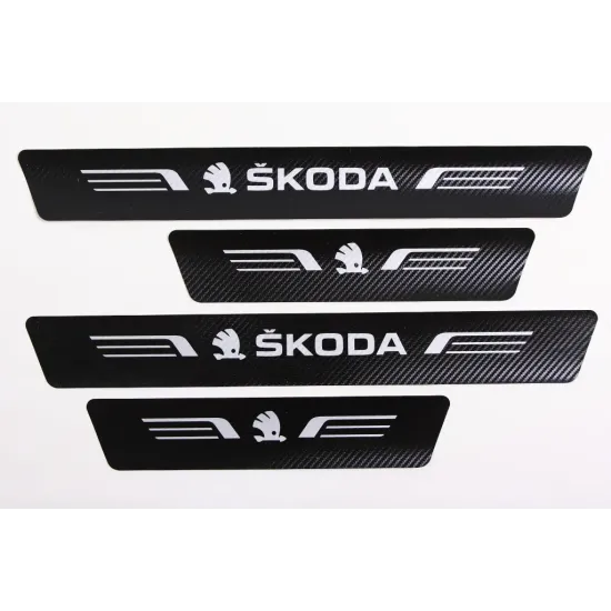 Захисна плівка на пороги Skoda чорний карбон "Автограф" (4 шт.)