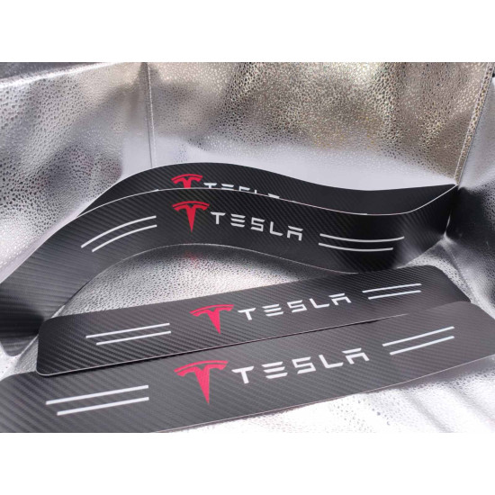 Карбонова захисна плівка на пороги Tesla (антицарапин покриття)